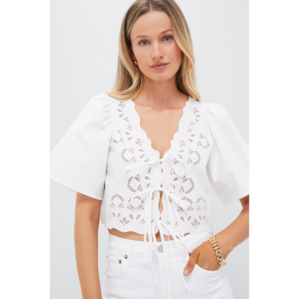 MOON RIVER White Eyelet Top Size S NWT Retail $98 Tuckernuck